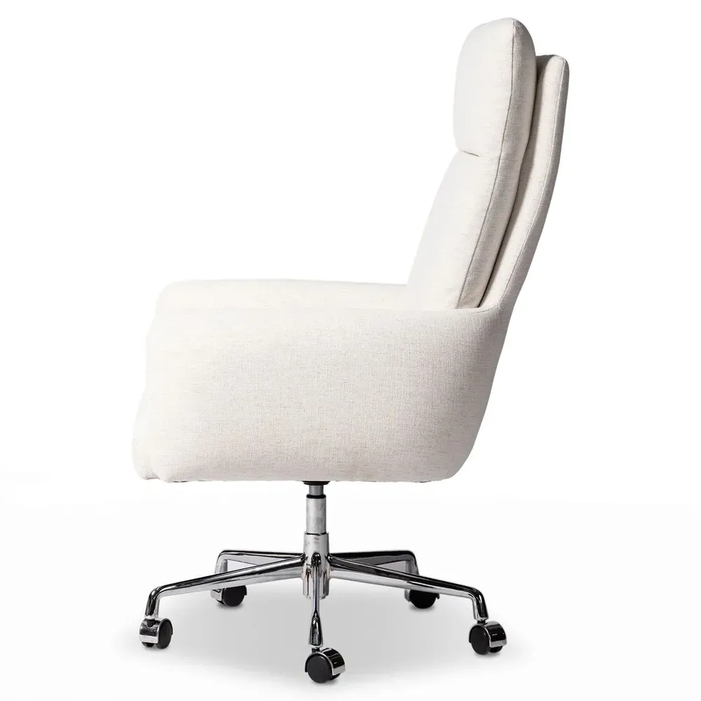 Wallie Swivel Office Chair - Snow, Stainless Steel