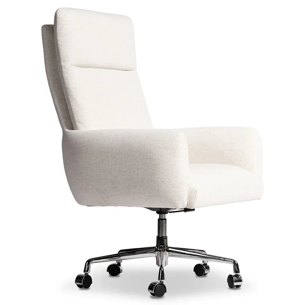Wallie Swivel Office Chair - Snow, Stainless Steel