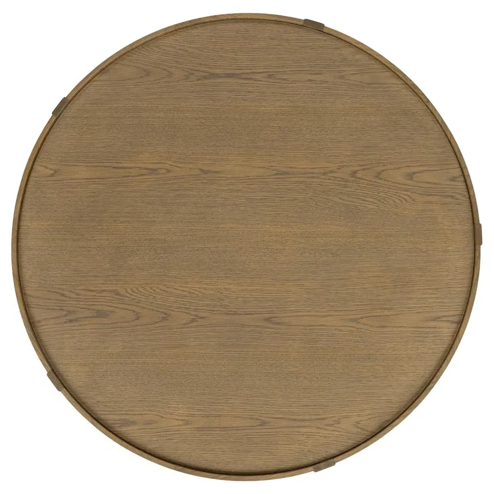 Wallner Round Coffee Table - Brown, Oak