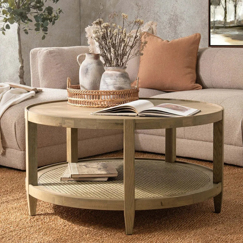 Wallner Round Coffee Table - Brown, Oak