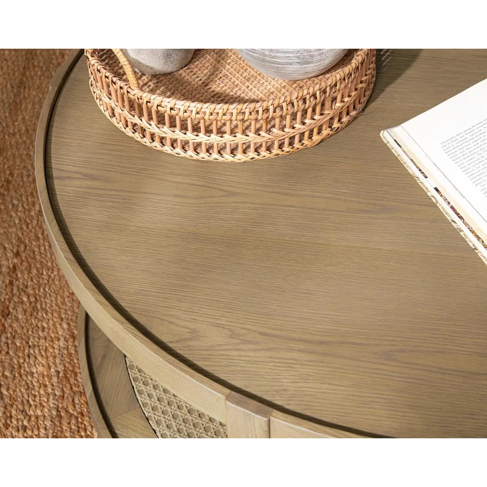 Wallner Round Coffee Table - Brown, Oak