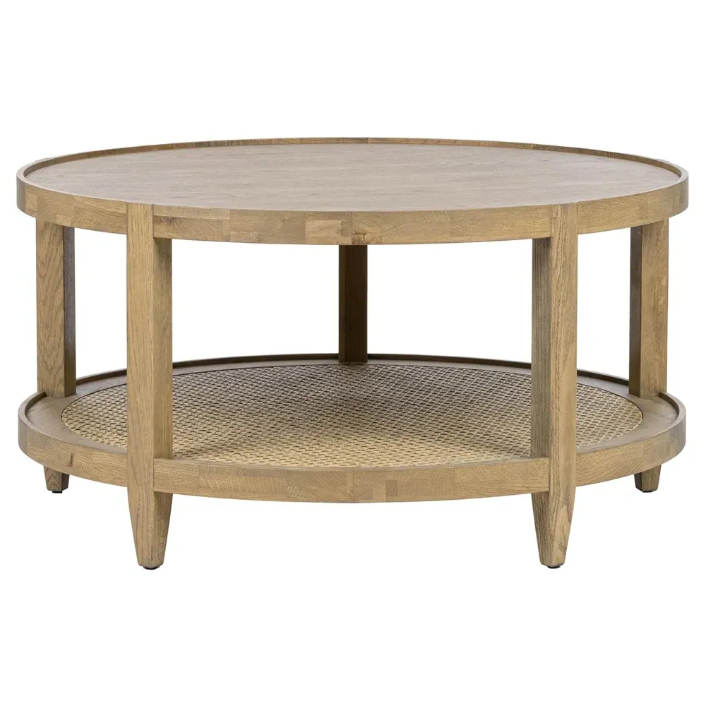Wallner Round Coffee Table - Brown, Oak