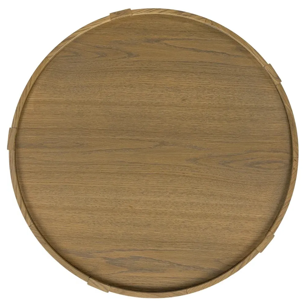 Wallner Round End Table - Brown, Oak