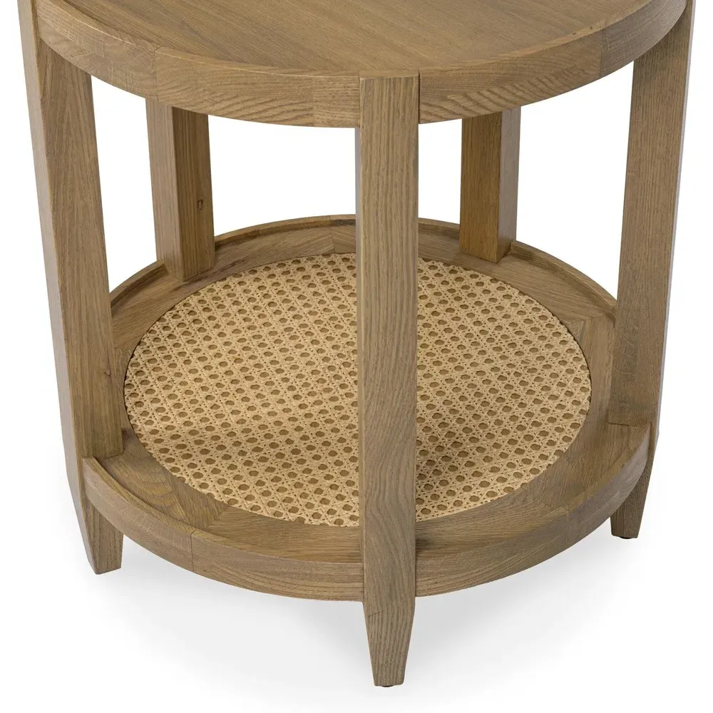 Wallner Round End Table - Brown, Oak