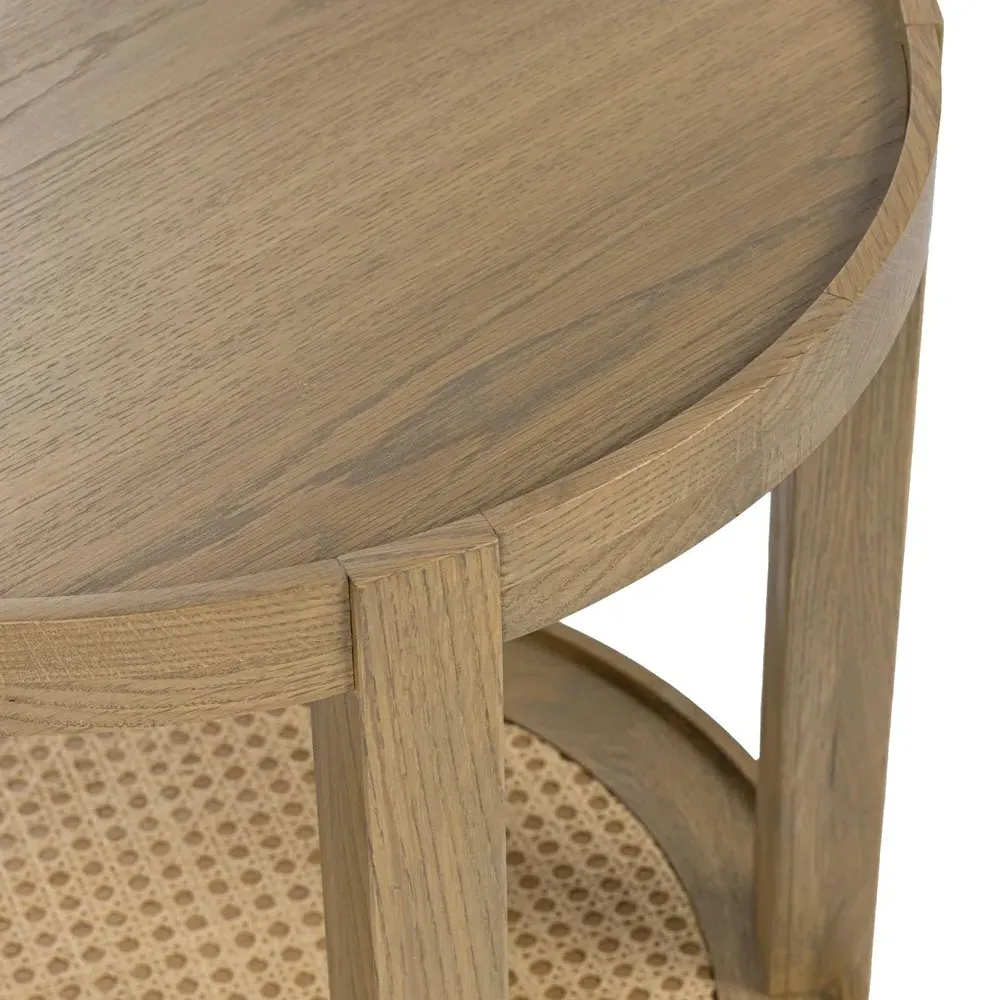 Wallner Round End Table - Brown, Oak