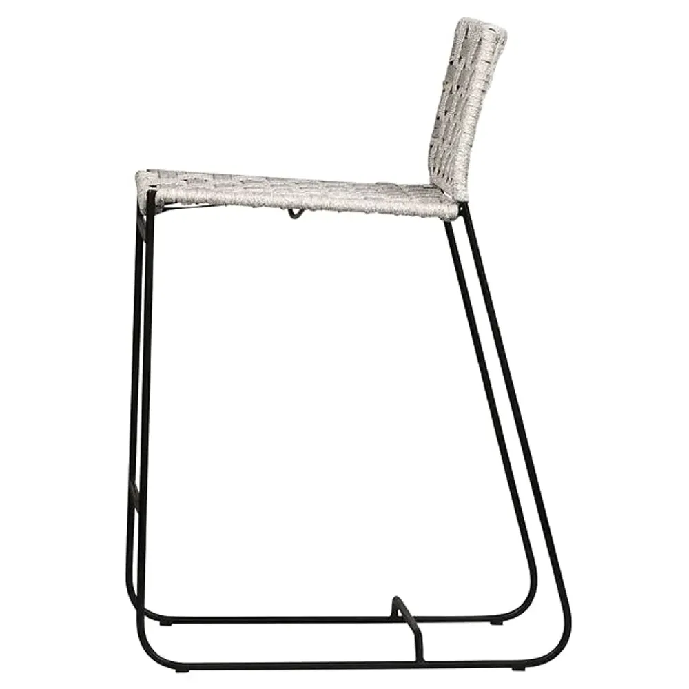 Wally Woven Rope Counter Stool - Grey, Iron