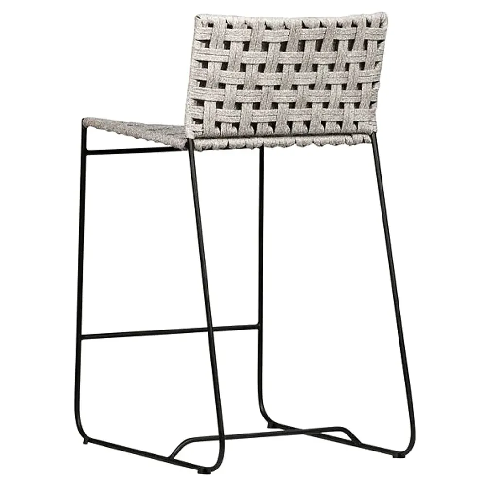Wally Woven Rope Counter Stool - Grey, Iron