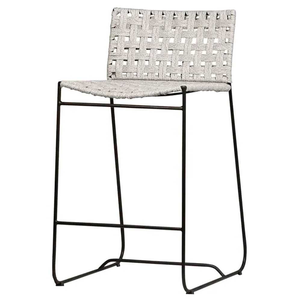 Wally Woven Rope Counter Stool - Grey, Iron