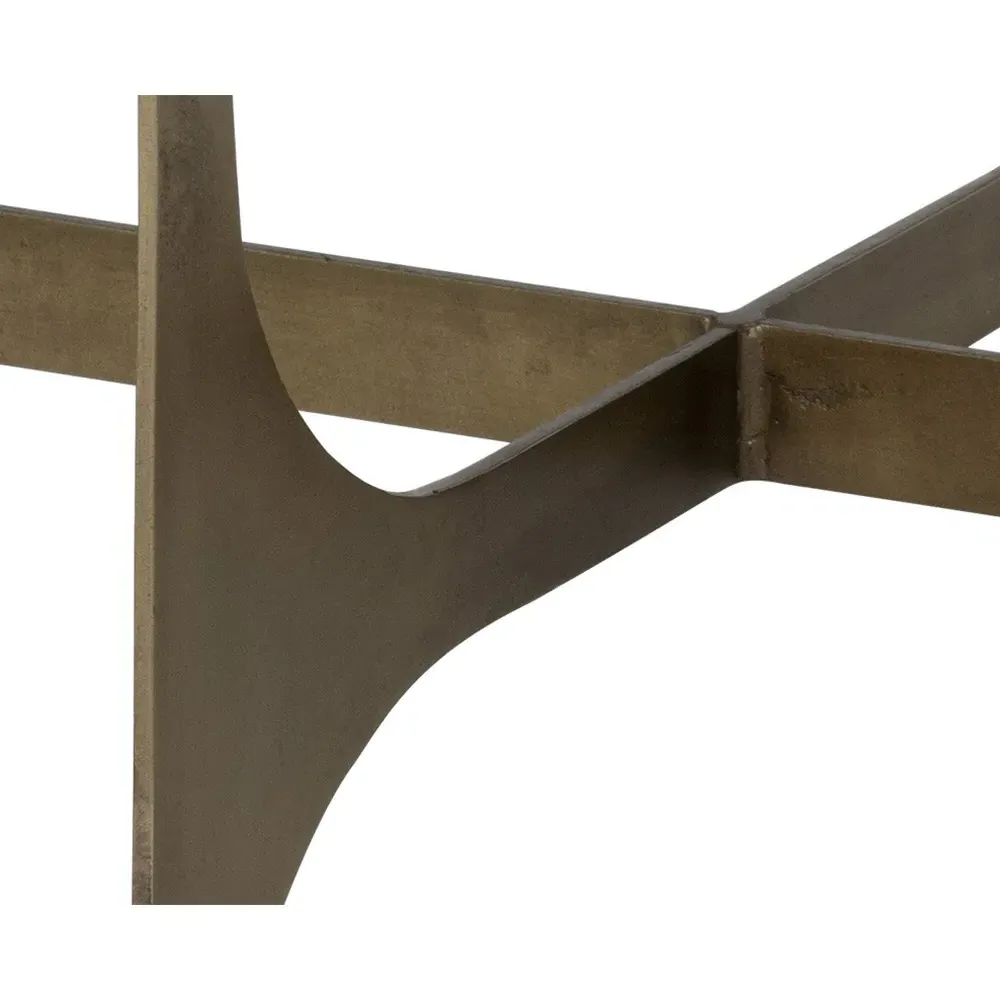 Walpole Oval Coffee Table - Clear Glass, Antique Brass