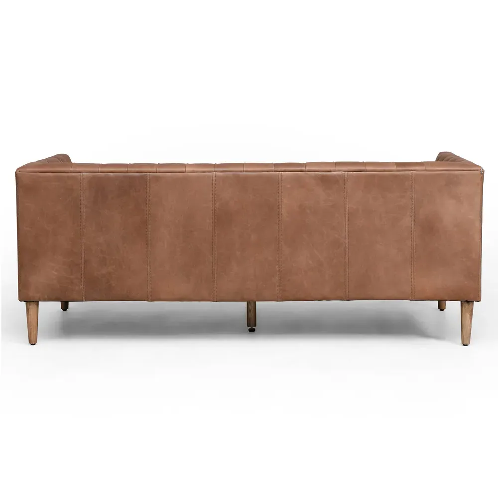 Walter Tufted Sofa - Washed Chocolate, Leather