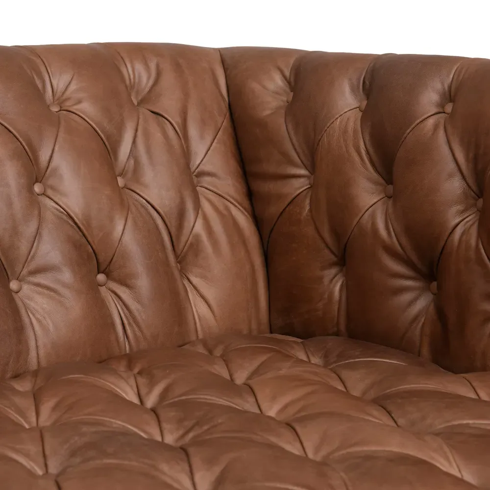 Walter Tufted Sofa - Washed Chocolate, Leather