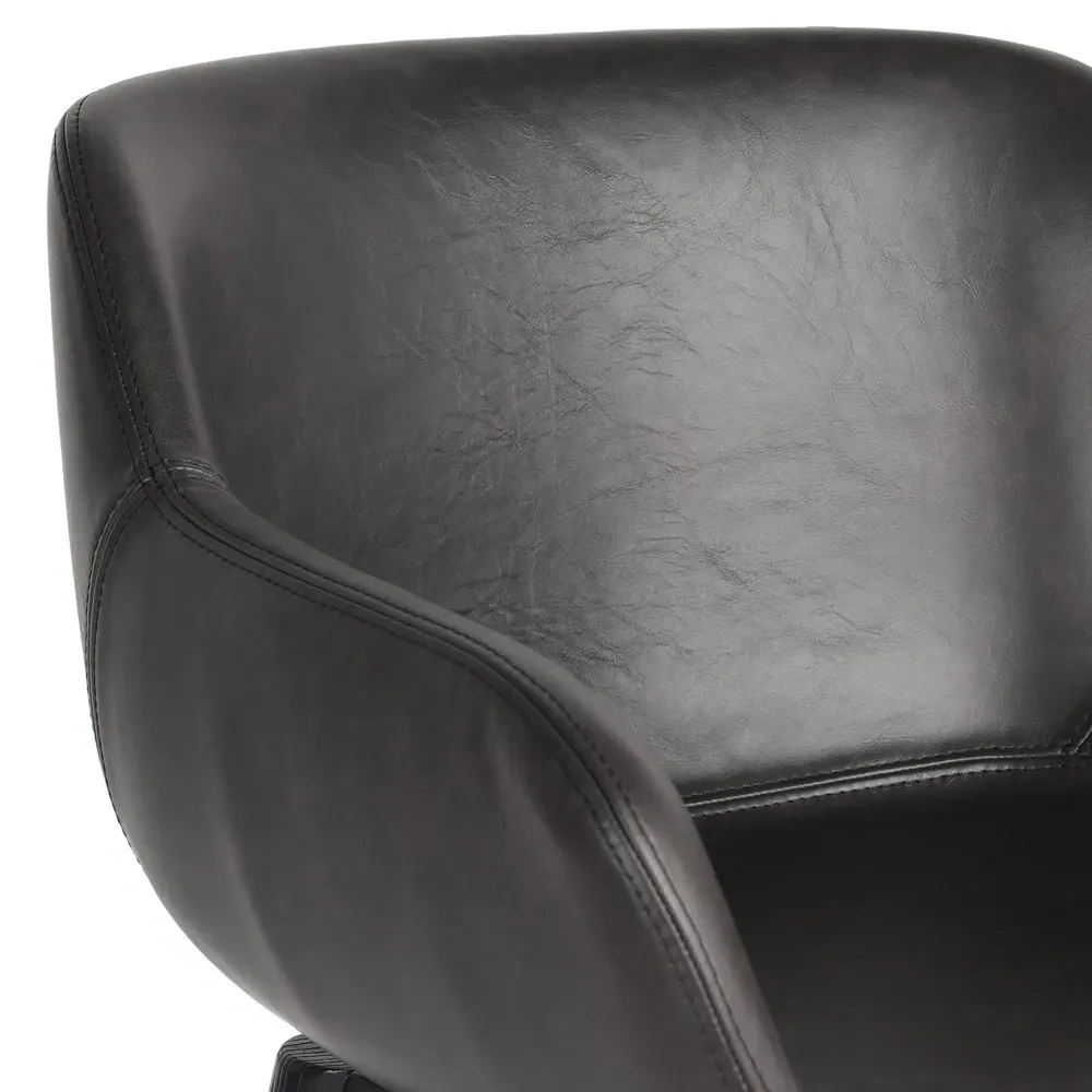 Warren Swivel Bar Stool - Black, Leather