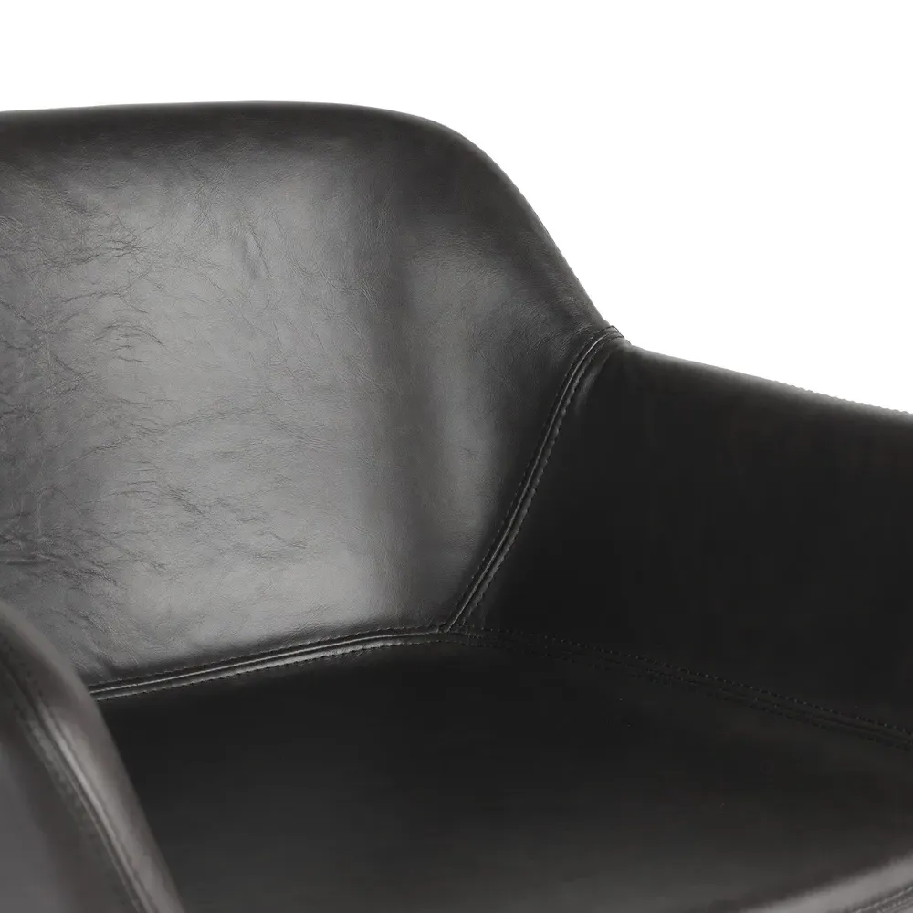 Warren Swivel Bar Stool - Black, Leather