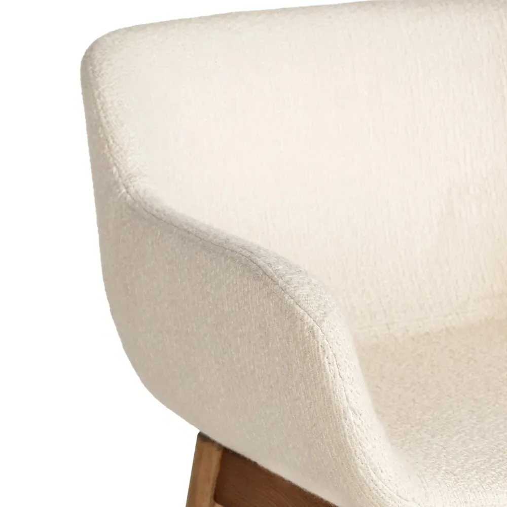 Warren Swivel Bar Stool - Cream, Brown Wood