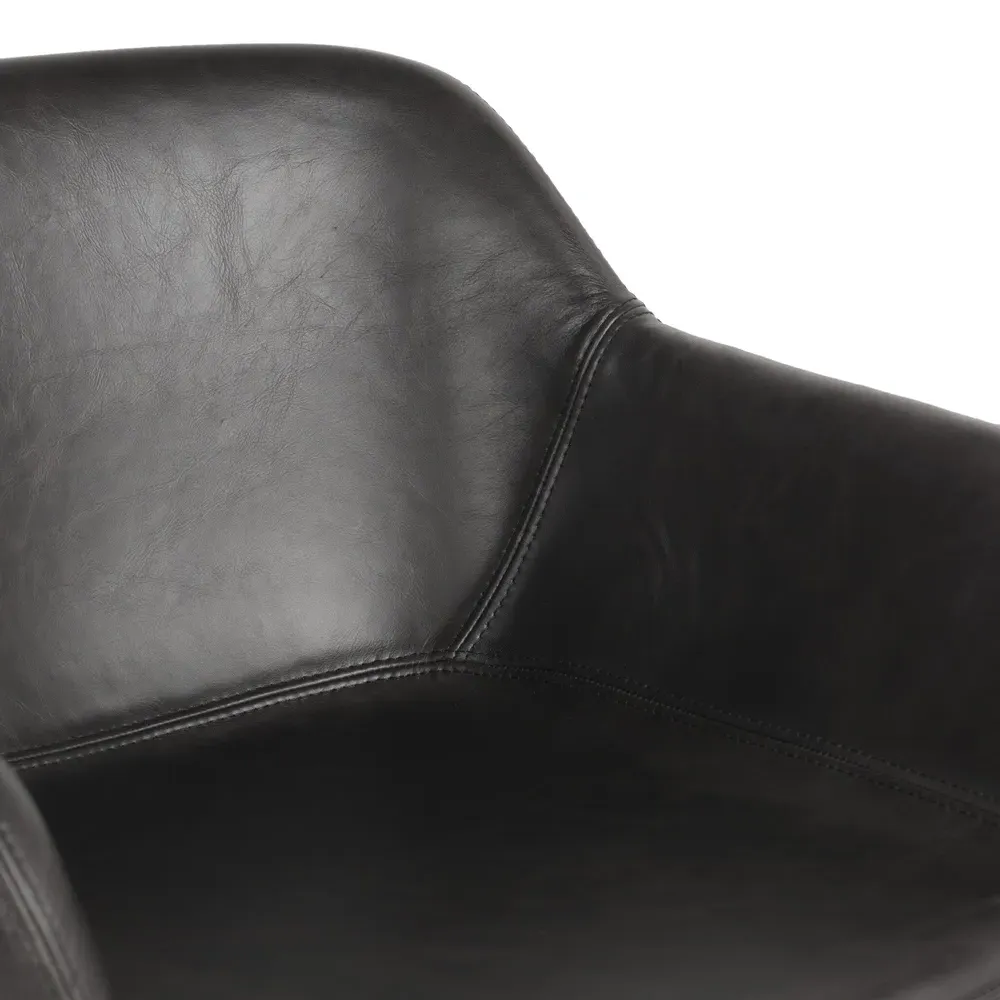 Warren Swivel Counter Stool - Black, Leather