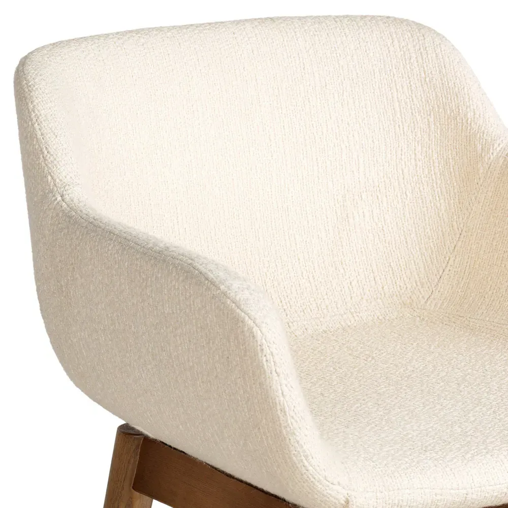 Warren Swivel Counter Stool - Cream, Brown Wood