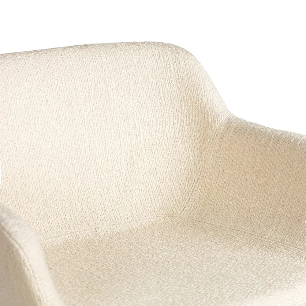 Warren Swivel Counter Stool - Cream, Brown Wood