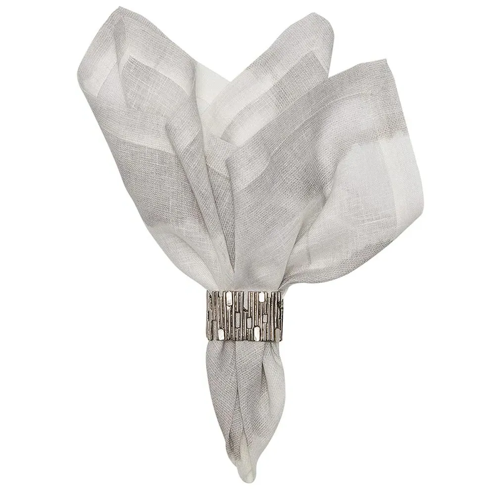 Watercolor Stripe Linen Napkin Set of 4 - Grey