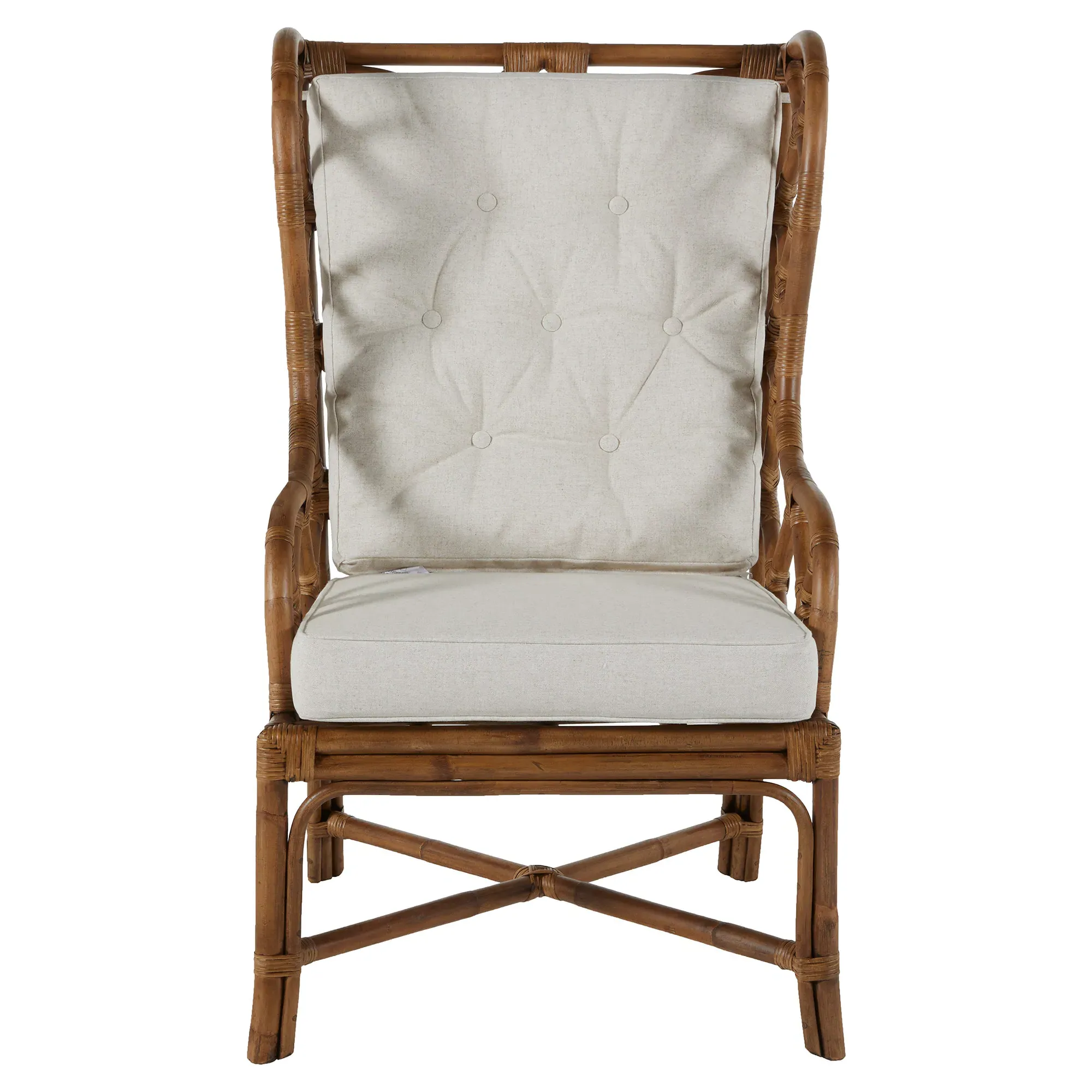 Watson Wing Back Occasional Arm Chair - Brown, Rattan