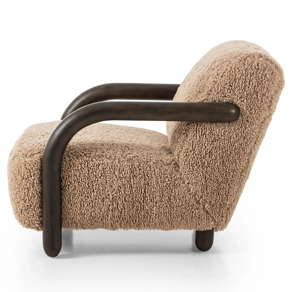 Waverly Arm Chair - Brown, Faux Shearling