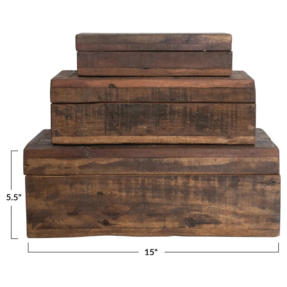 Waverly Rustic Lodge Decorative Box Set of 3 - Brown, Wood