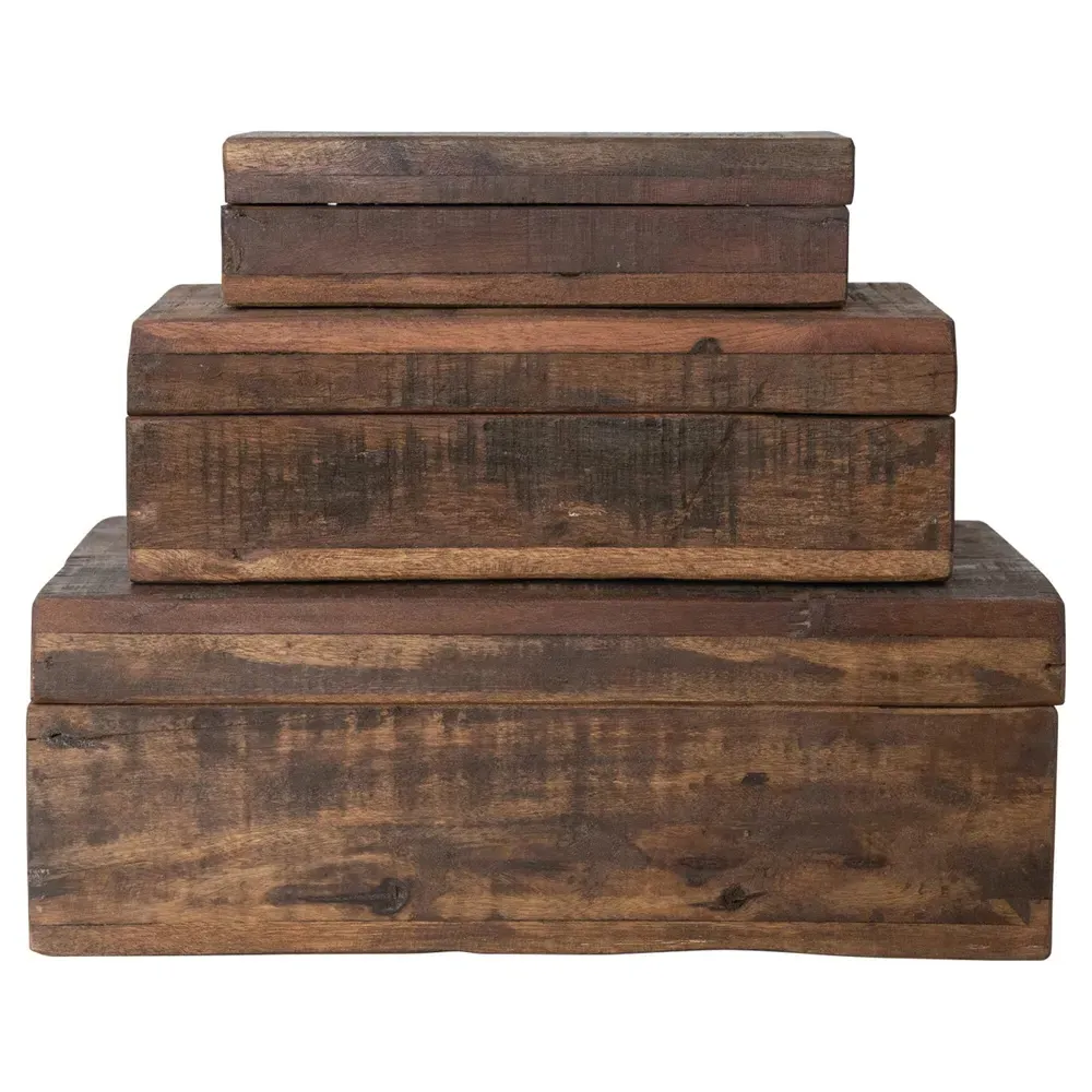 Waverly Rustic Lodge Decorative Box Set of 3 - Brown, Wood image