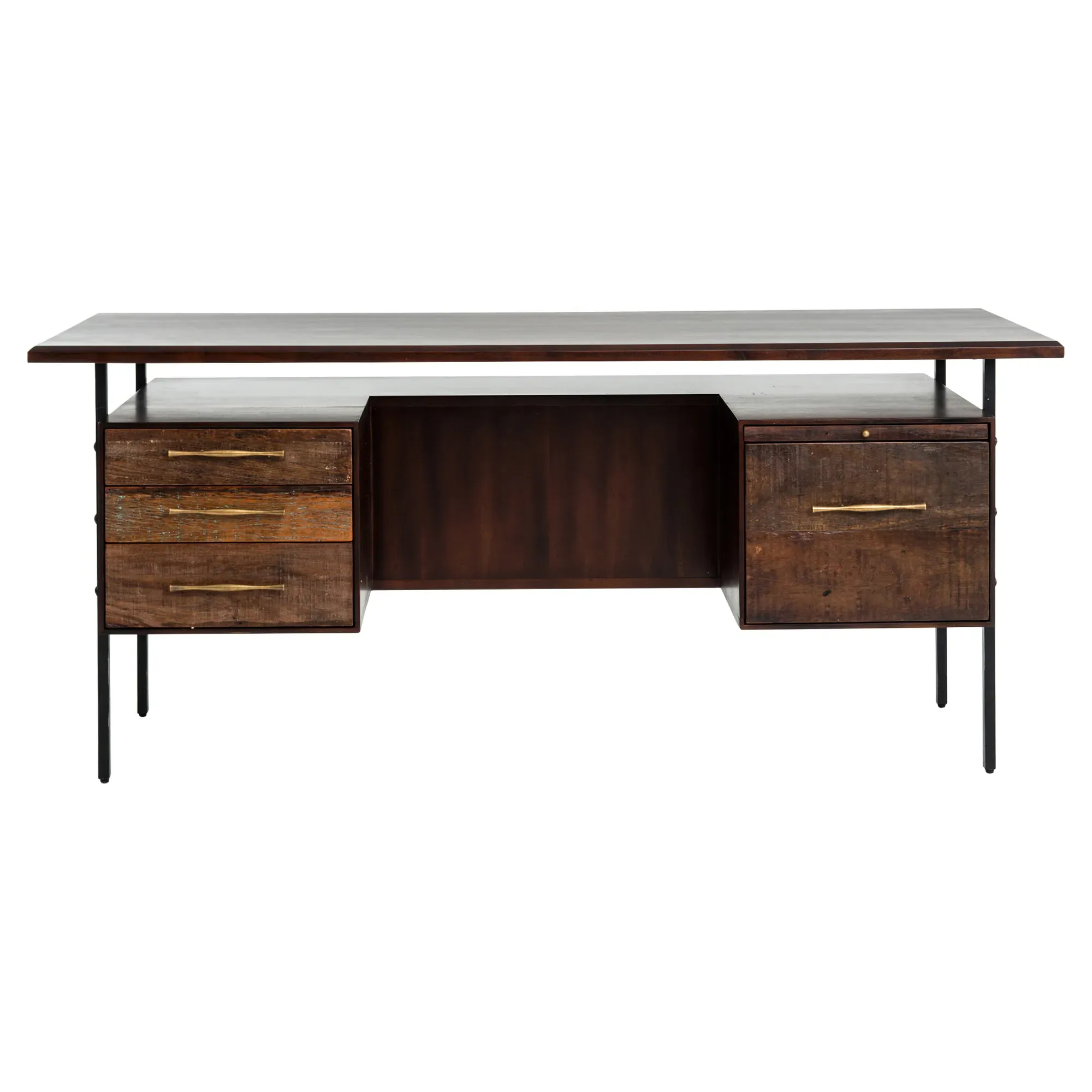 Wayland 4 Drawer Desk - Brown, Oak Wood