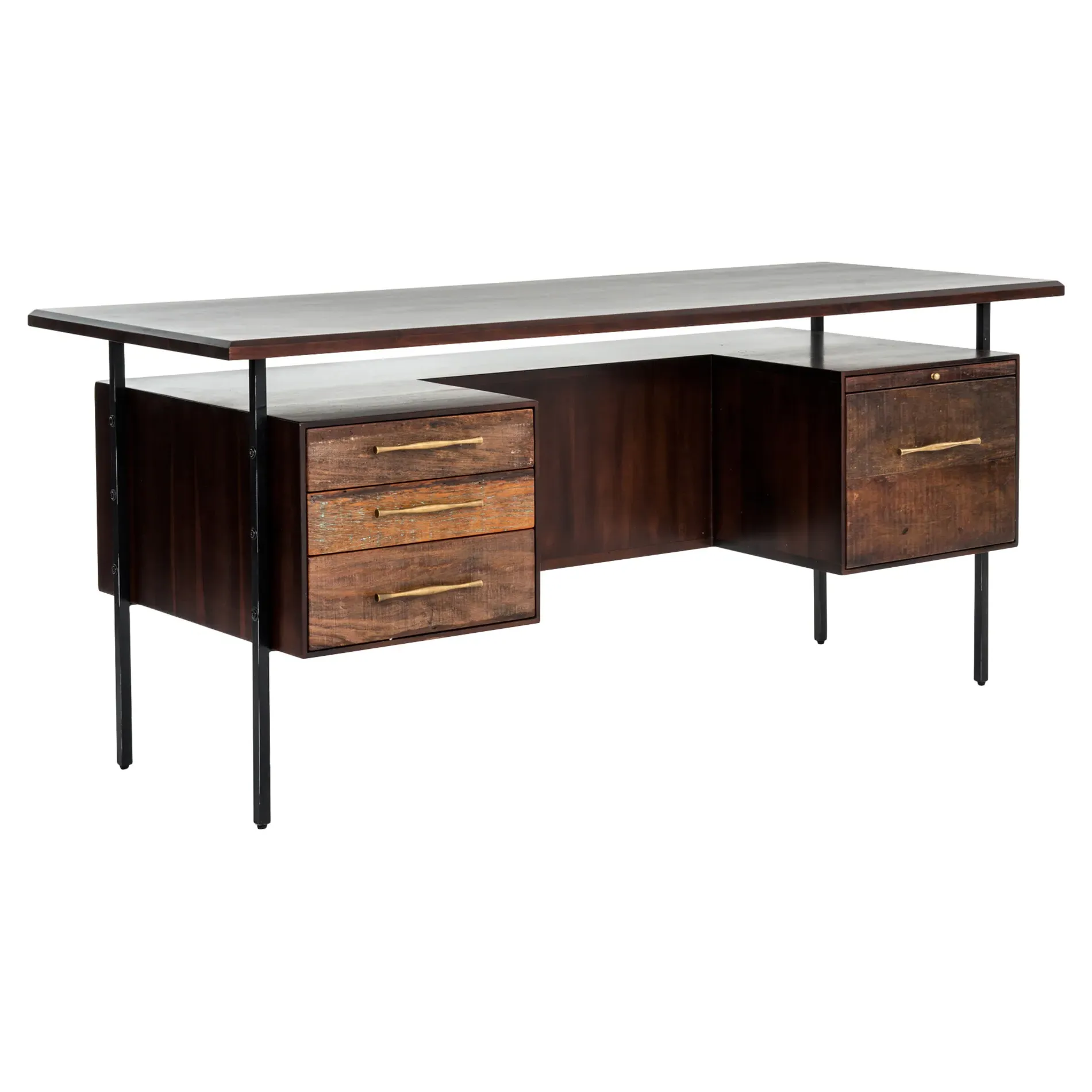 Wayland 4 Drawer Desk - Brown, Oak Wood image