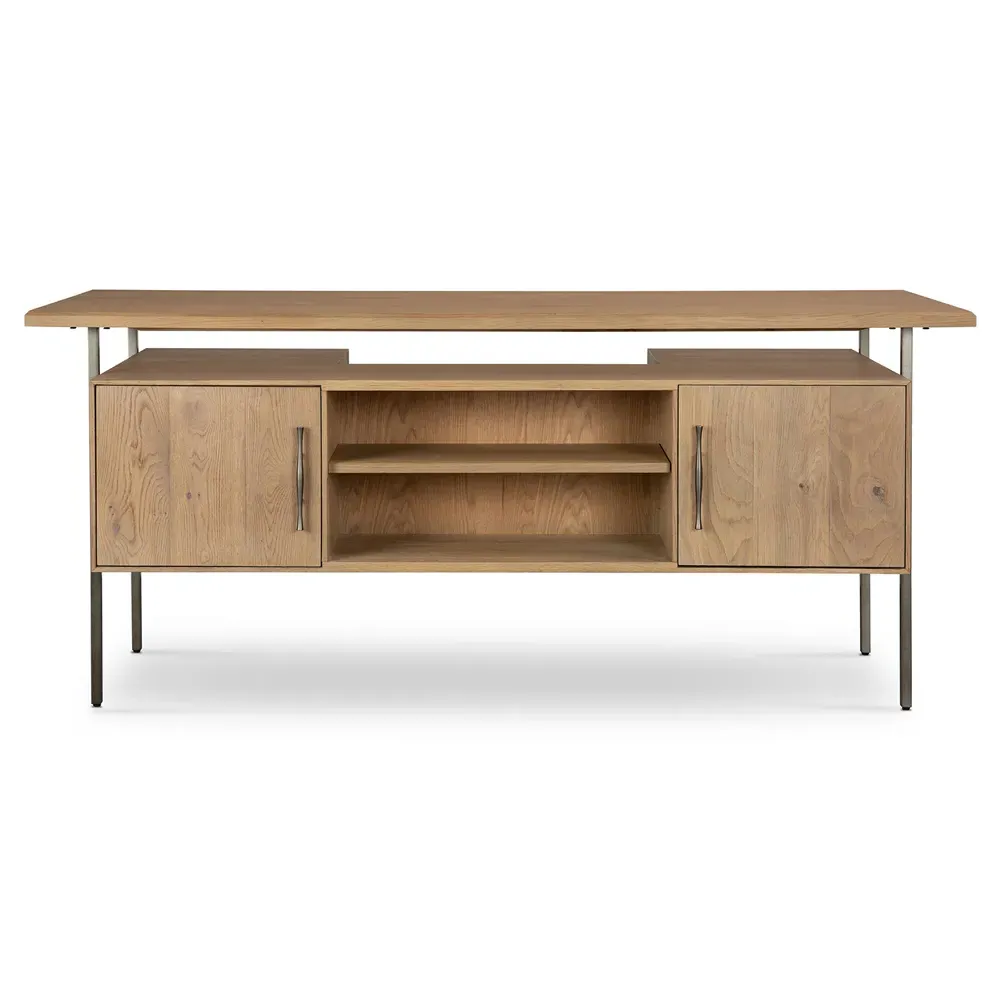Wayland 4 Drawer Desk - Natural, Oak Wood