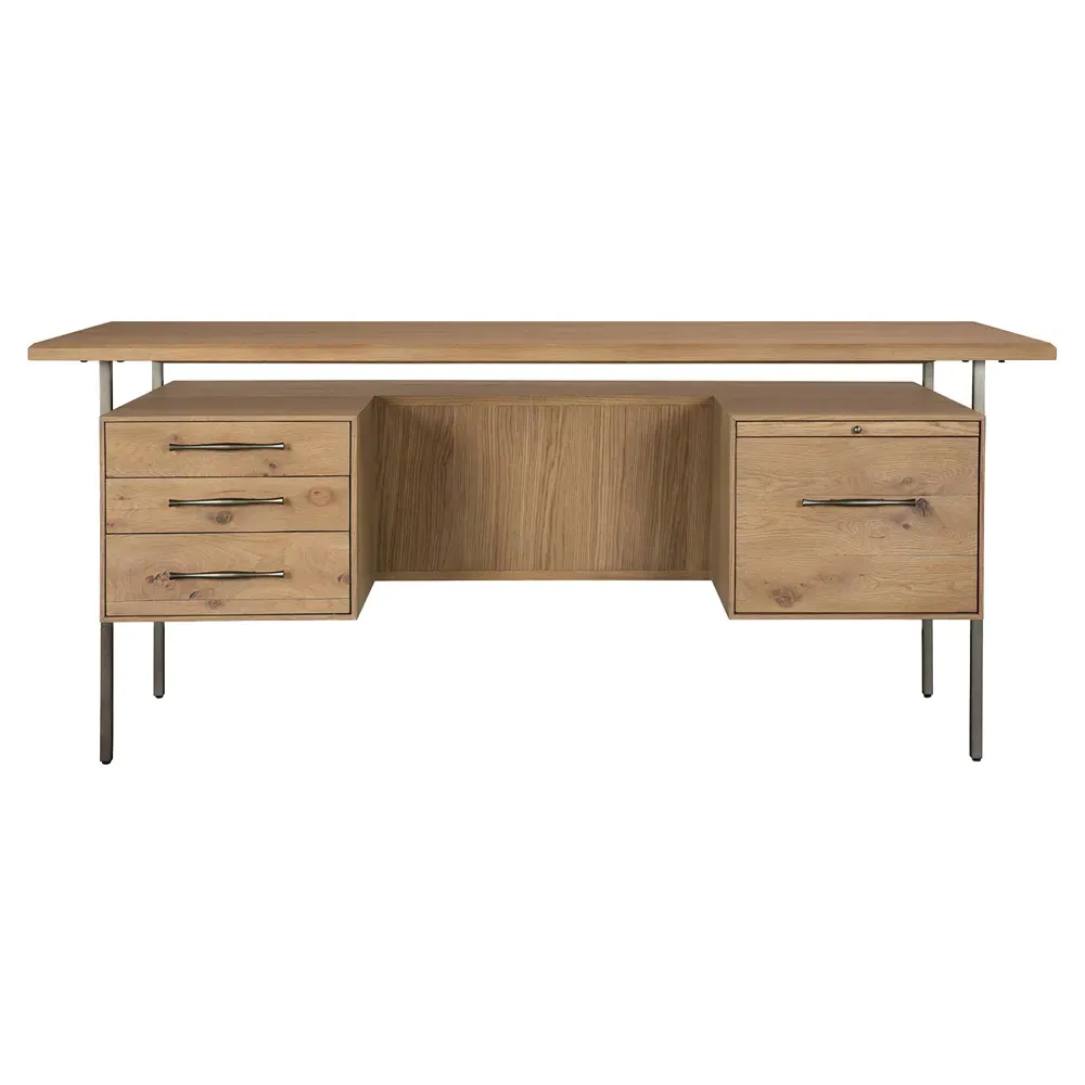 Wayland 4 Drawer Desk - Natural, Oak Wood