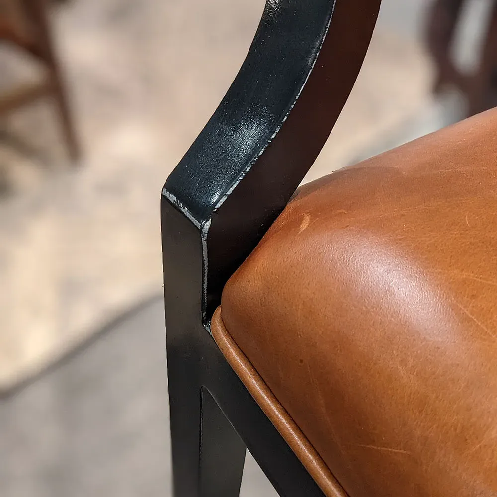 Wayland Counter Stool - Brown, Leather