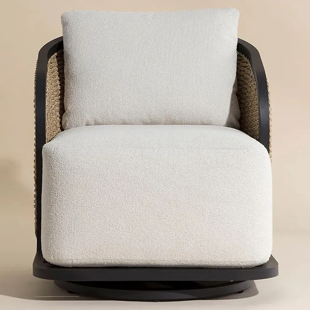 Weiss Swivel Lounge Chair - Cream, Rattan