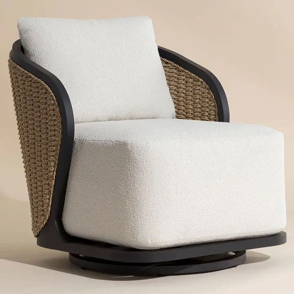 Weiss Swivel Lounge Chair - Cream, Rattan