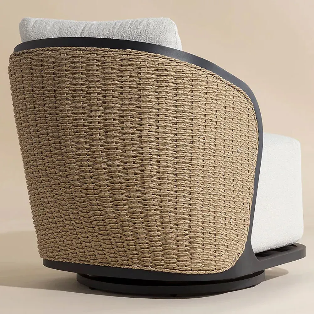 Weiss Swivel Lounge Chair - Cream, Rattan