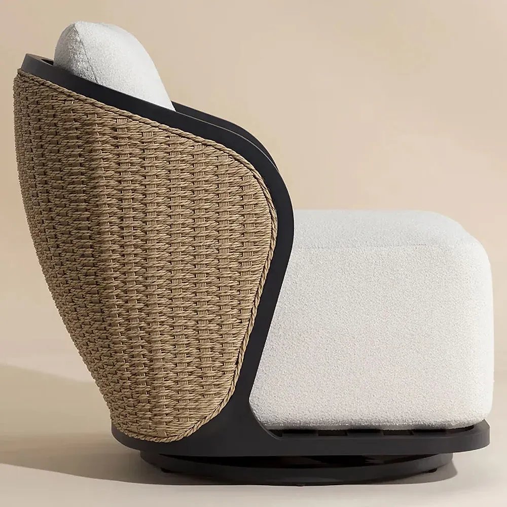 Weiss Swivel Lounge Chair - Cream, Rattan