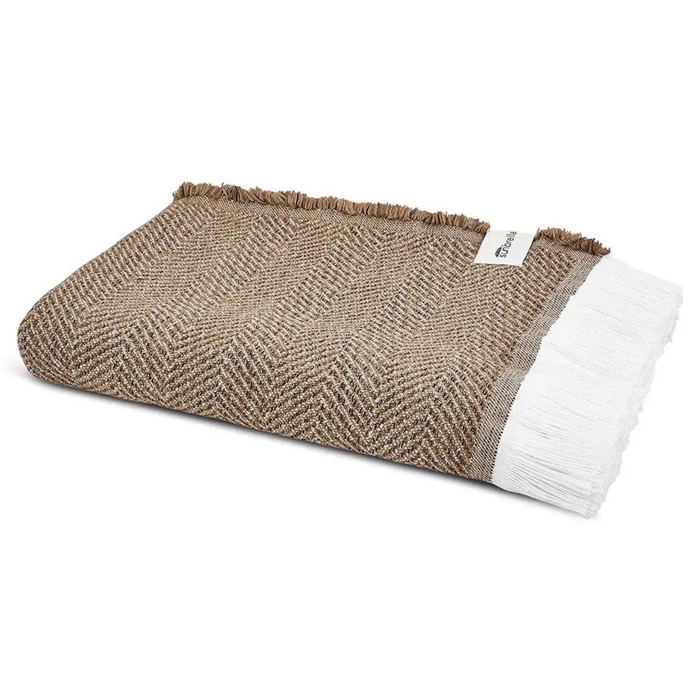 Wells Herringbone Throw Blanket - Brown, Sunbrella Acrylic