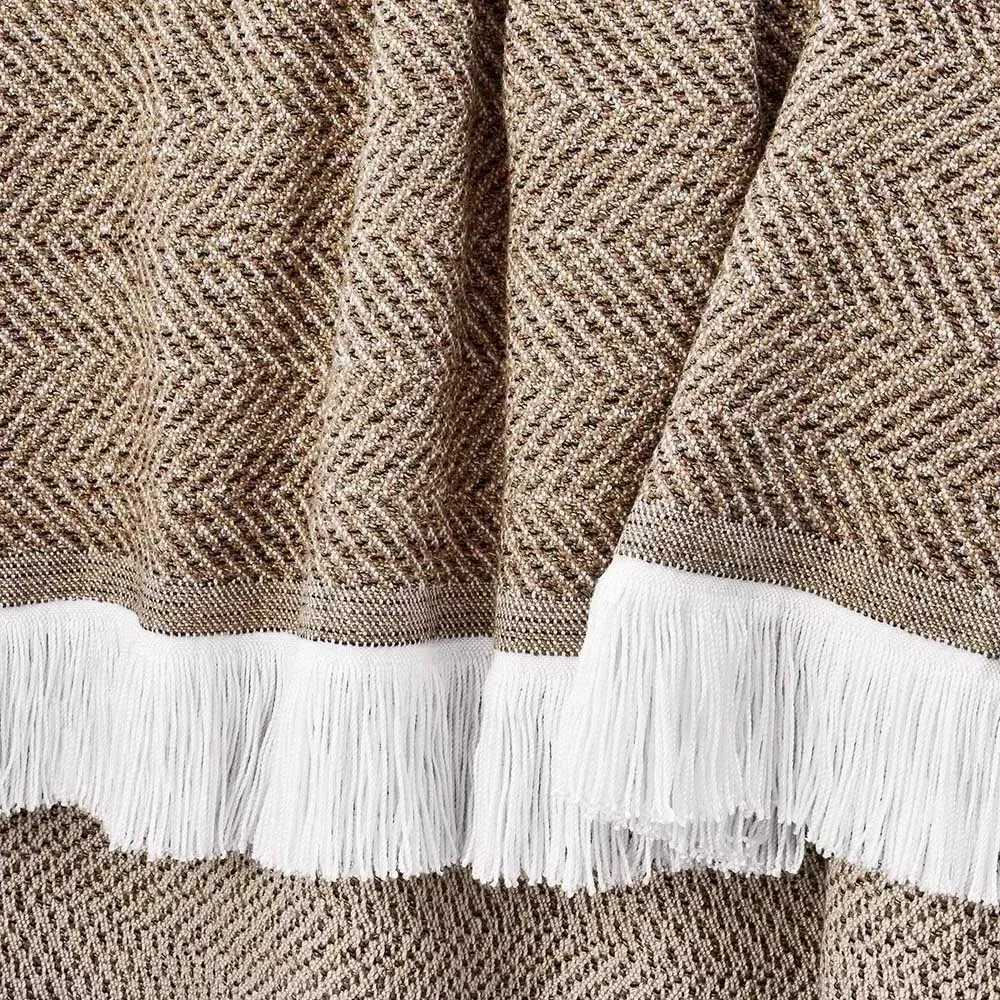 Wells Herringbone Throw Blanket - Brown, Sunbrella Acrylic