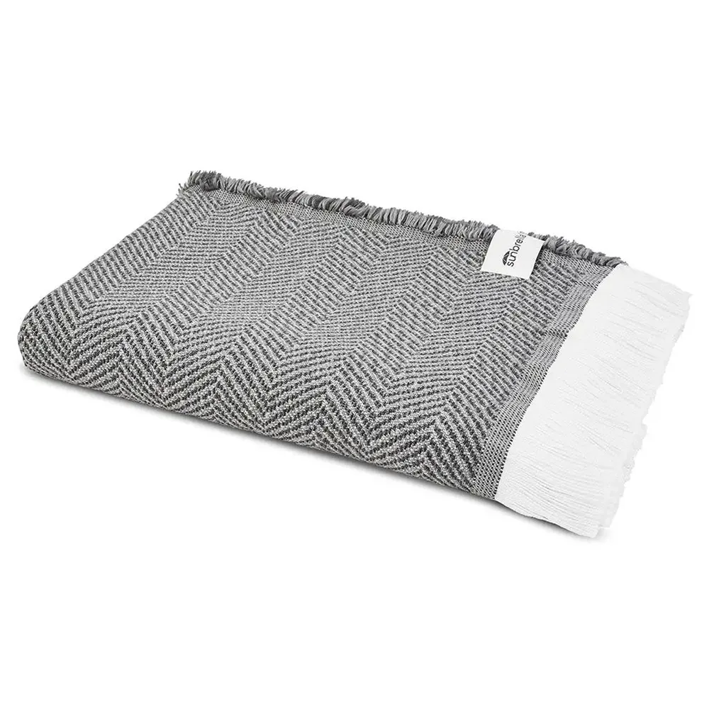 Wells Herringbone Throw Blanket - Dark Grey, Sunbrella Acrylic