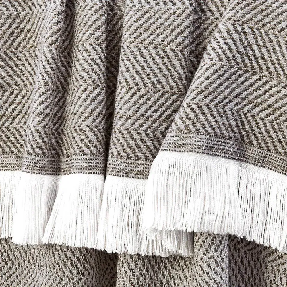 Wells Herringbone Throw Blanket - Grey, Sunbrella Acrylic