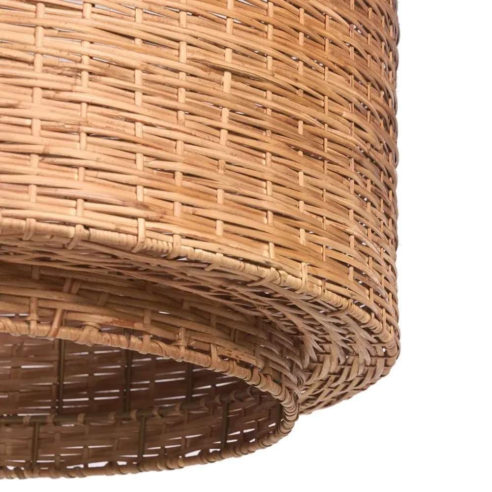 Wendell Woven Cane Pendant Light - Antique Brass