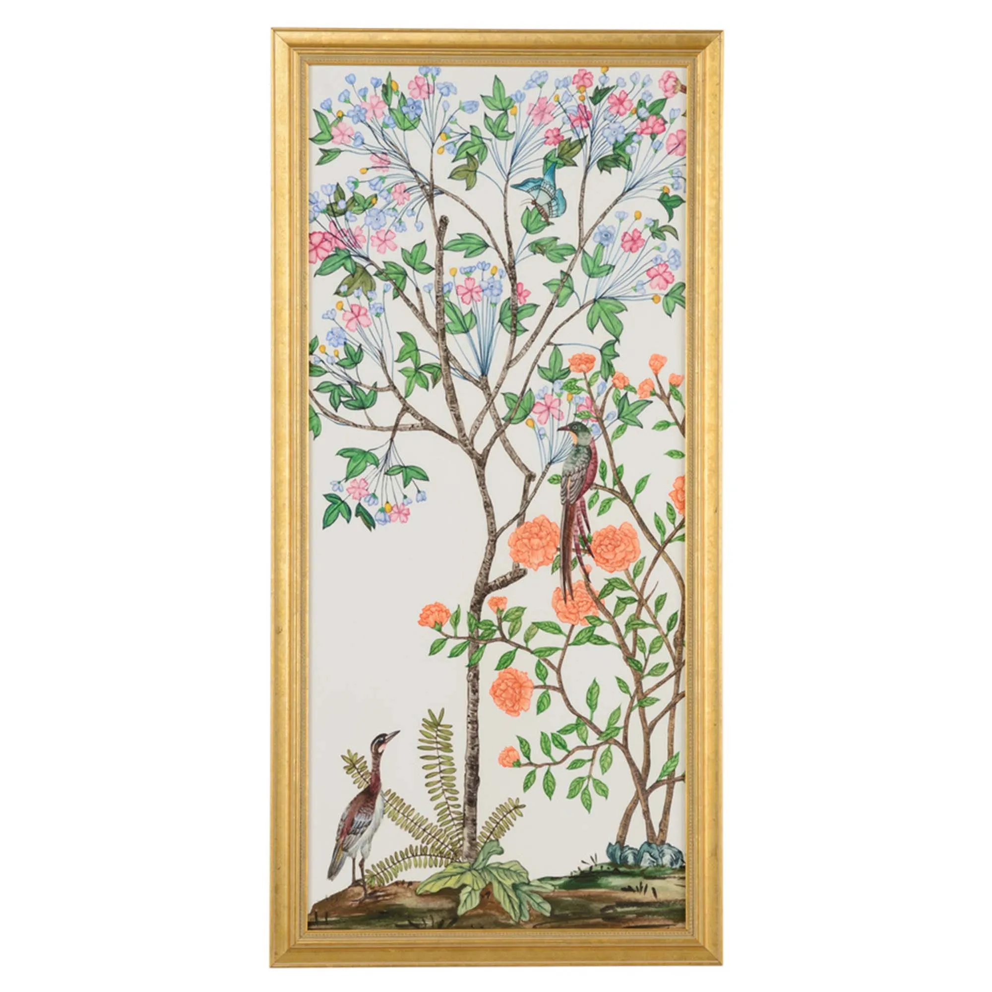Wesley Chinoiserie I Gold Frame Illustration - Green
