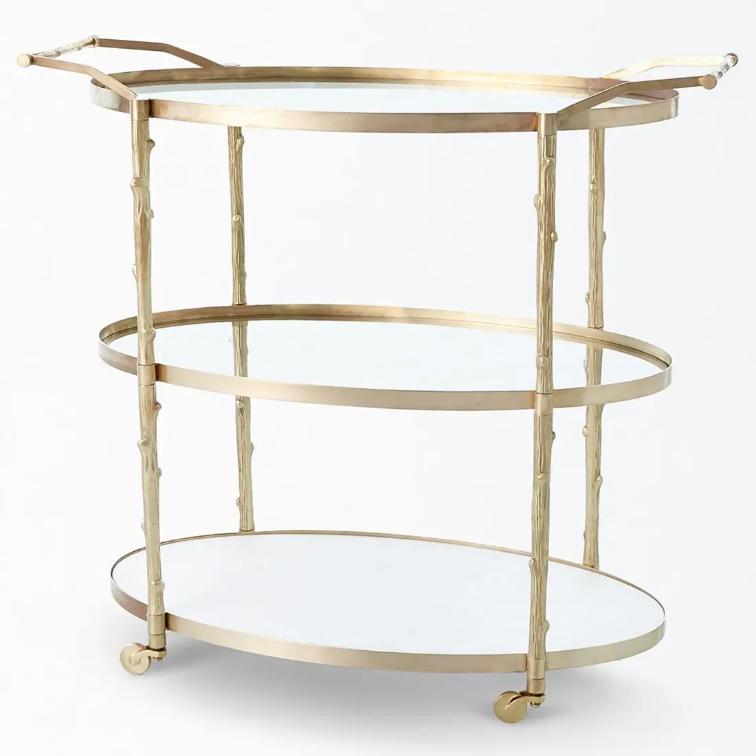 Wesley Twig Bar Cart - Antique Brass, Marble
