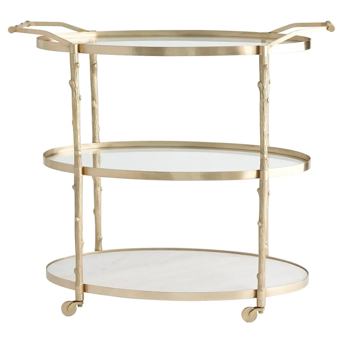 Wesley Twig Bar Cart - Antique Brass, Marble image