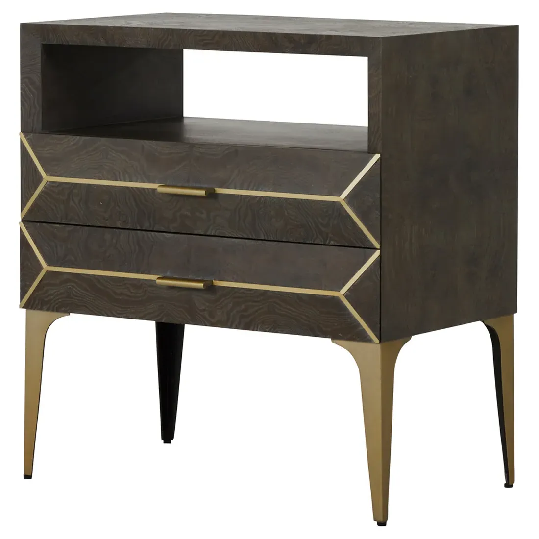 Westville Nightstand - Dark Gray, Burl Wood