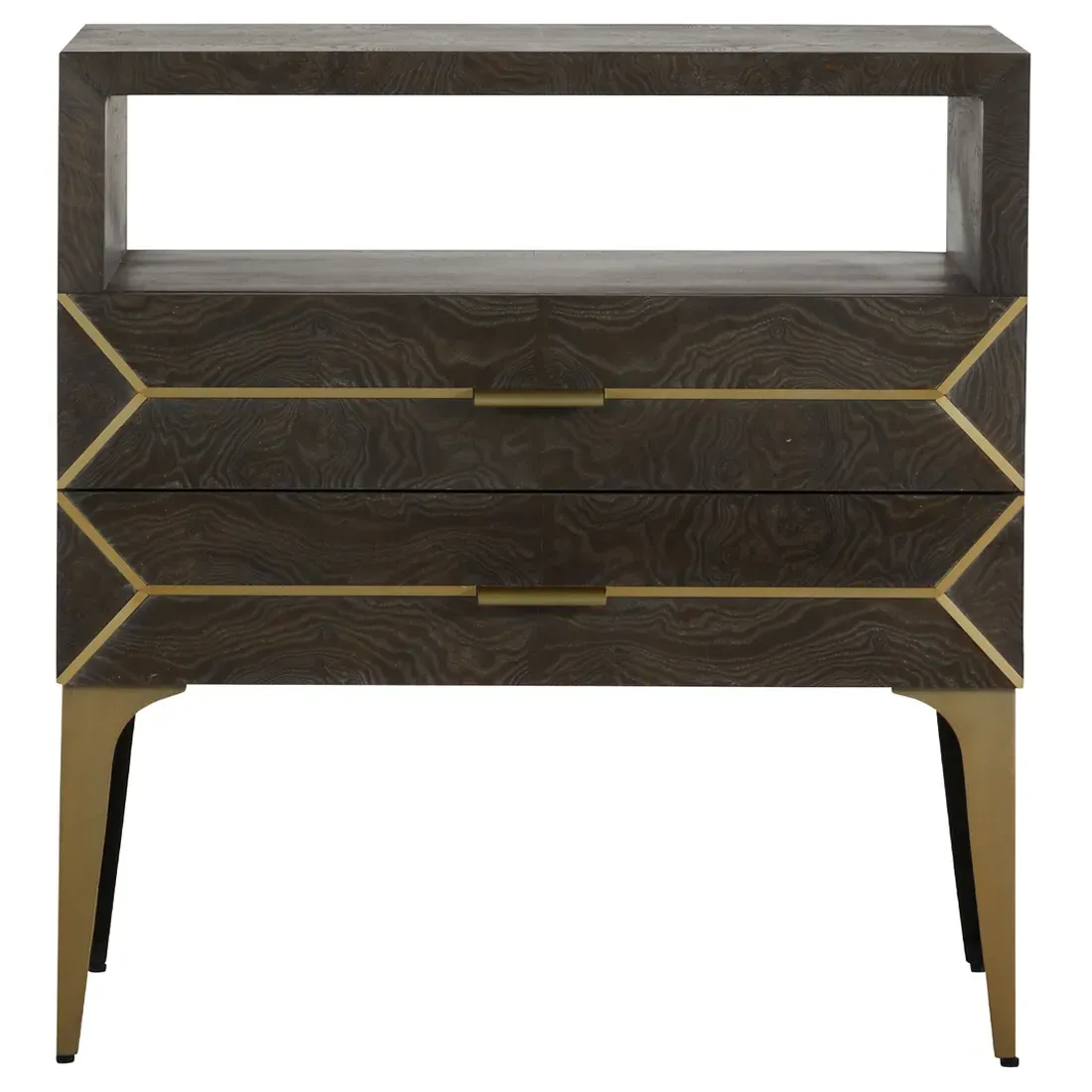 Westville Nightstand - Dark Gray, Burl Wood image