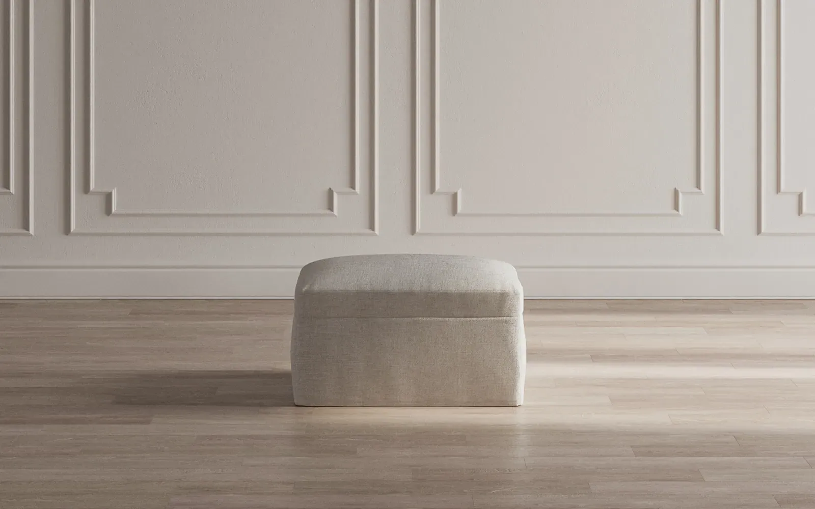 Weybridge Slipcovered Ottoman - Nickel