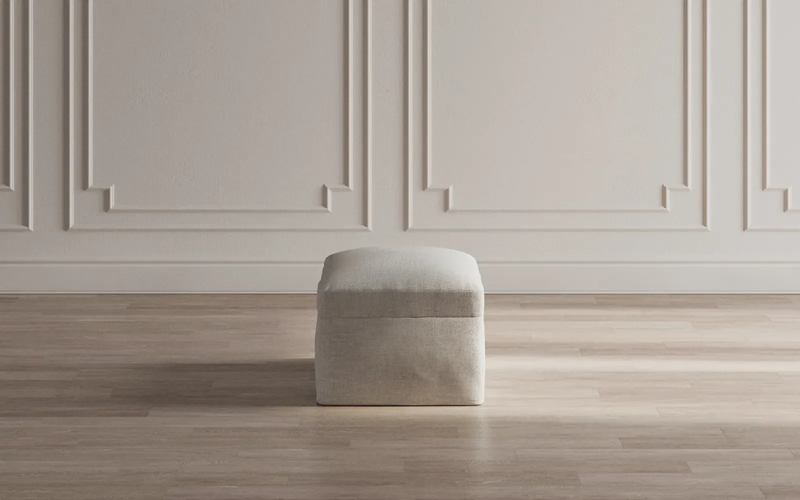 Weybridge Slipcovered Ottoman - Nickel