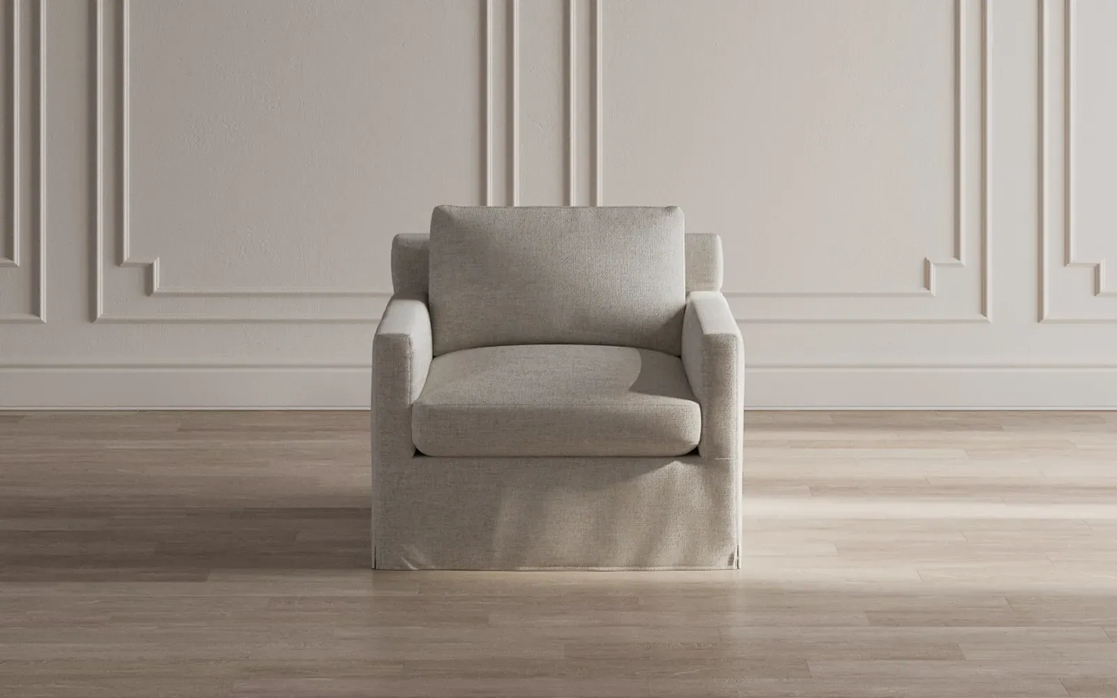 Weybridge Slipcovered Swivel Chair - Nickel
