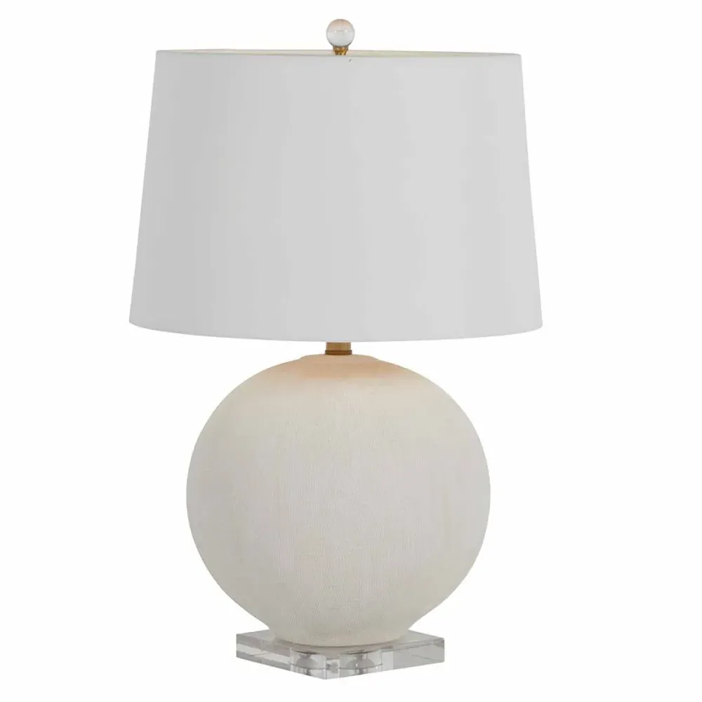 Wheeler Round Bedside Table Lamp - White, Ceramic