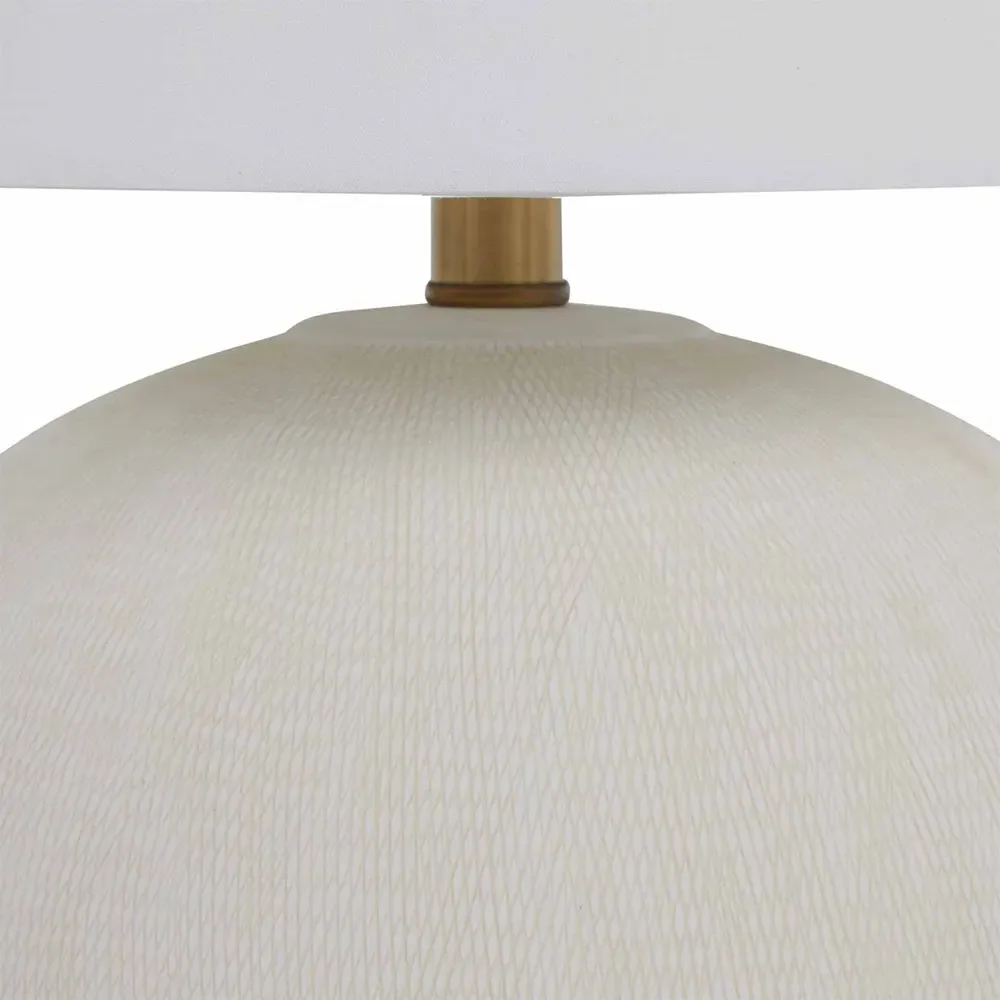 Wheeler Round Bedside Table Lamp - White, Ceramic